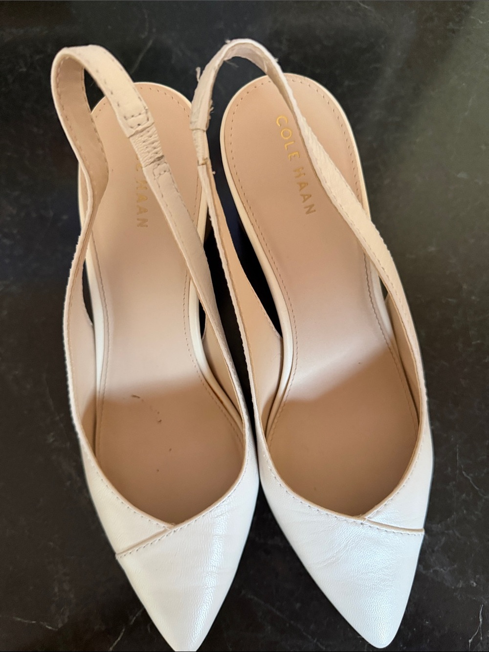Cole Haan Ivory Pointed-Toe Slingback Pumps